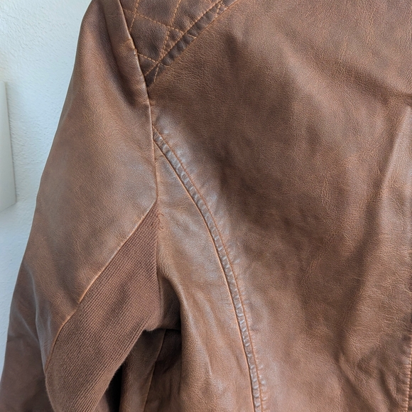 Maurices Vegan Leather Biker Jacket - Brown Cognac - Size M - Picture 5 of 6